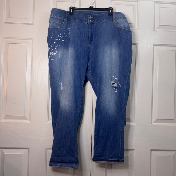 Lane Bryant Denim - NWT‎ Lane Bryant Weekend Jeans Womens Size 28 Distressed Boyfriend Denim